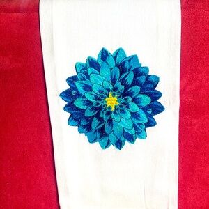 Blue Flower Embroidered Hand Towel